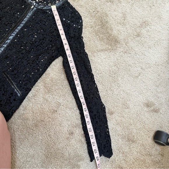 INC Classy Crochet Lace Sheer Open Work Zip Jacket Small Whimsygoth Office - Picture 7 of 8